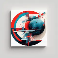 GENERICO - Cuadro Abstracto Simétrico En Rojo Azul Y 80x80 Cm