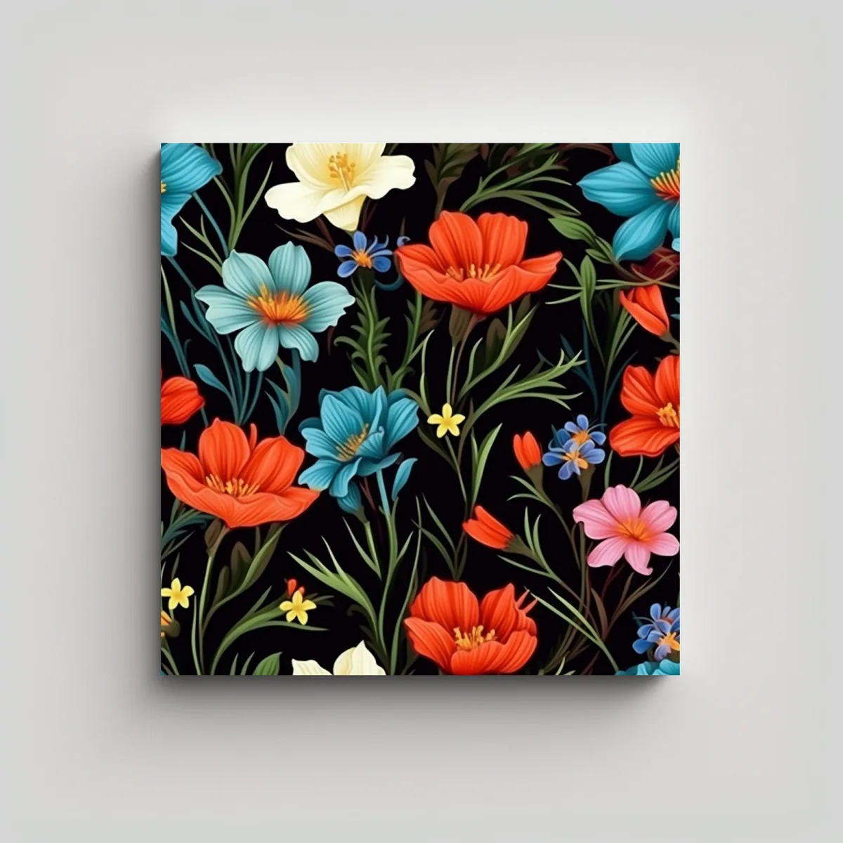 GENERICO - Patrón Intenso En Lienzo Flores Silvestres 70x70 Cm