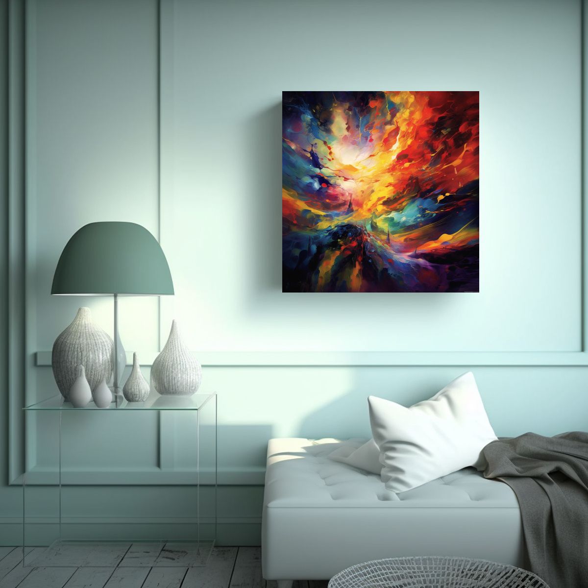 GENERICO - Cuadro Decorativo De Composición Multicolor Con 80x80 Cm.