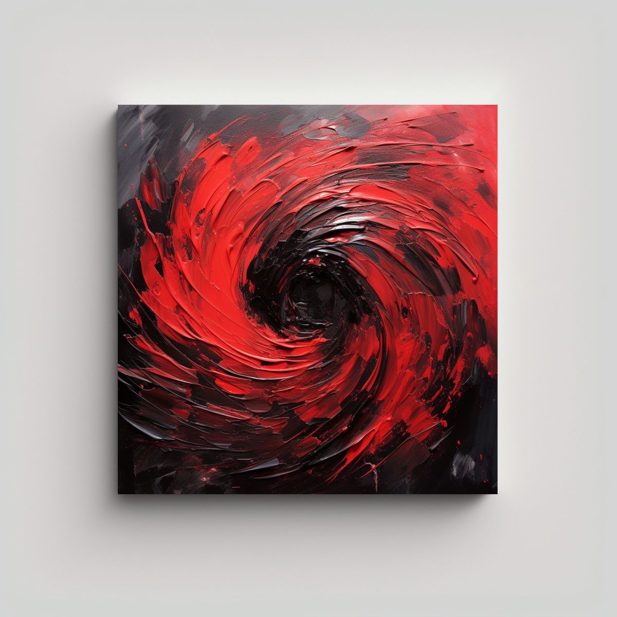 GENERICO - Cuadro Abstracto Armonía Colores Rojo Y Negro 90x90 Cm