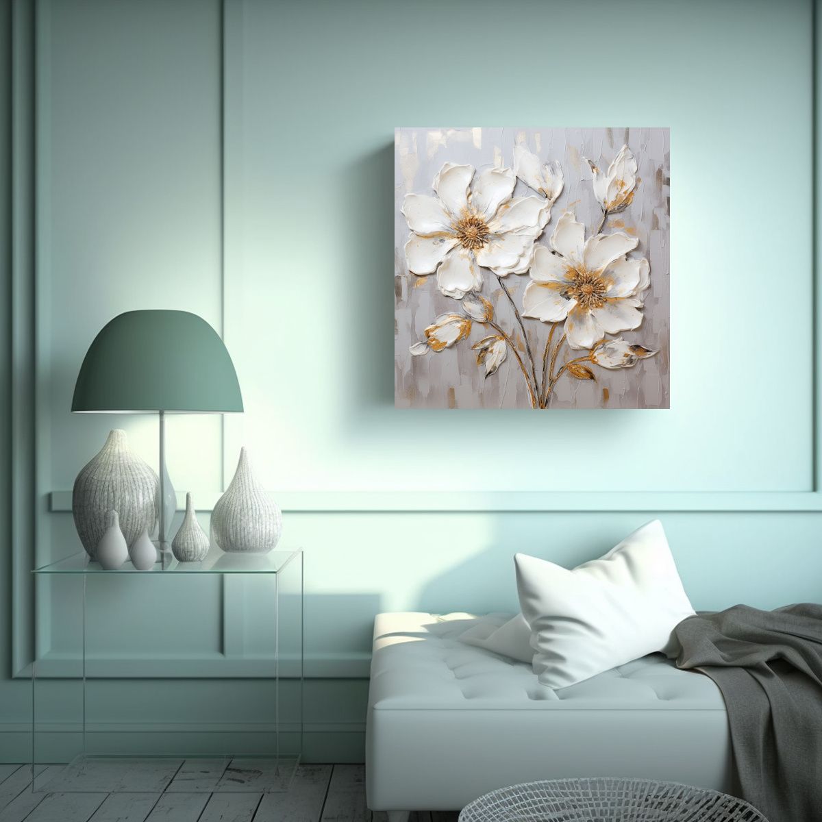 GENERICO - Pintura En Lienzo Hermosa Formación De Flores 80x80 Cm