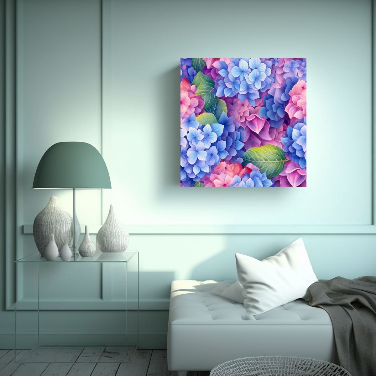 GENERICO - Intensidad En Cuadro GmbH De Hidrangeas 90x90 Cm.