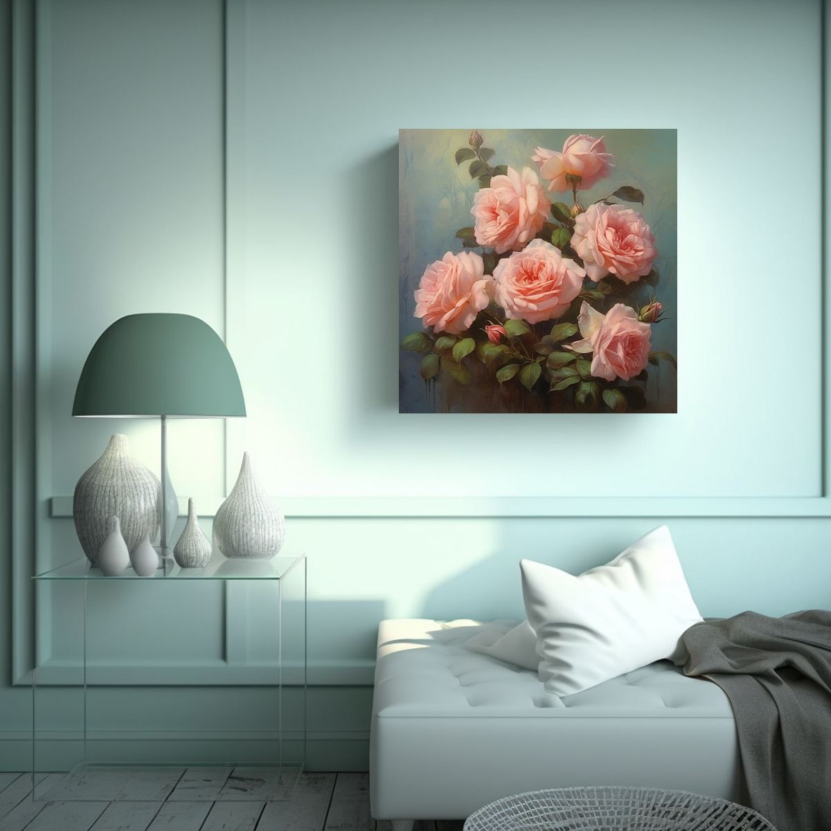 GENERICO - Exposición De Cuadro Moderno Elegancia De Rosas 70x70 Cm