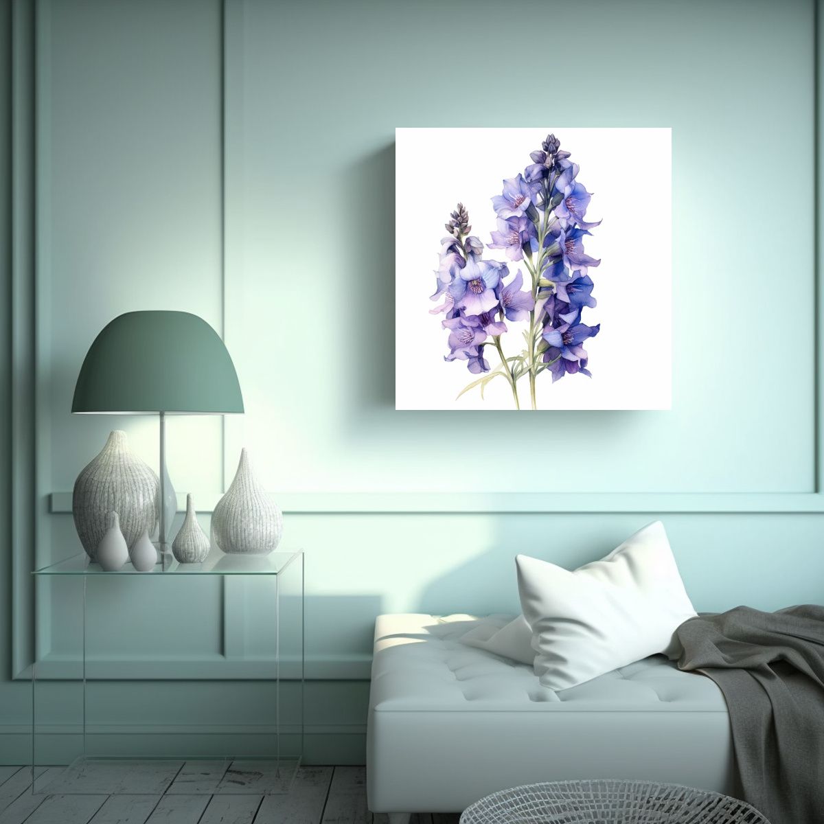 GENERICO - Cuadro Decorativo Moderno Exuberantes Delphinium 80x80 Cm