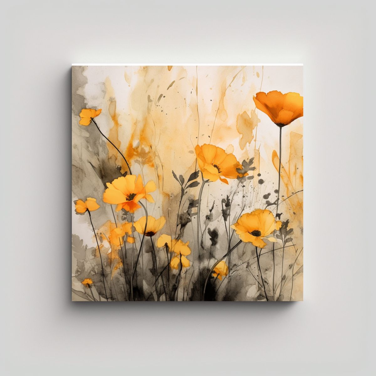 GENERICO - Cuadro Elegante De Flores Silvestres En Acuarela 70x70 Cm