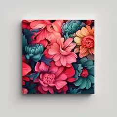 GENERICO - Arte De Pared Floral Cuadros De Líneas Finas 70x70 Cm.