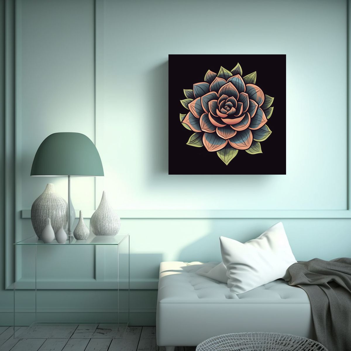 GENERICO - Arte De Suculentas Boho En Cuadro Decorativo Para 90x90 Cm