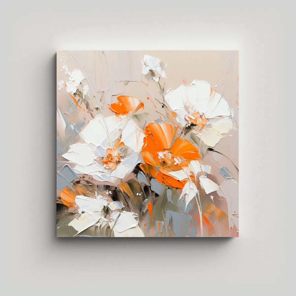 GENERICO - Lienzo Creativo Interiores Pintura Flor White AND 80x80 Cm