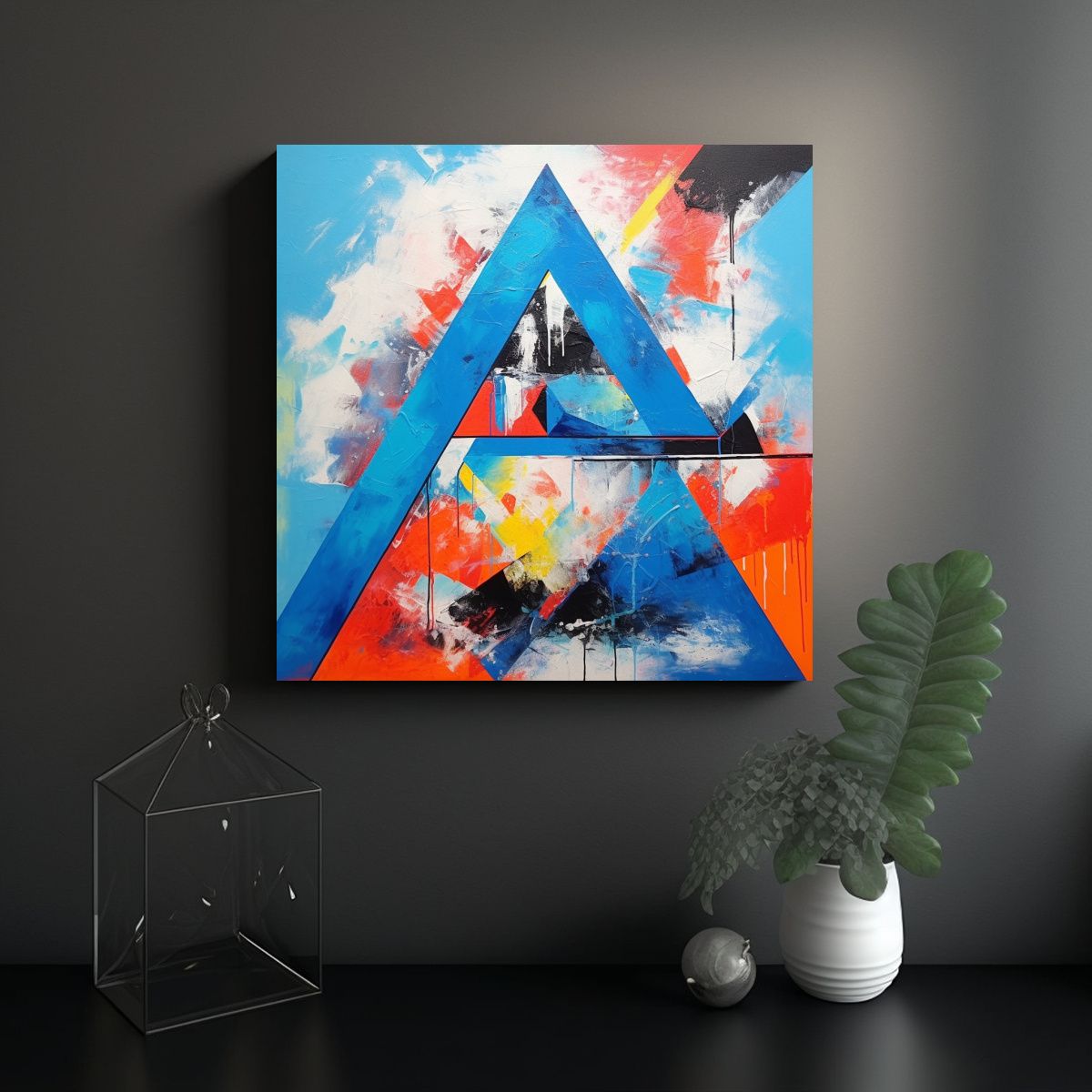 GENERICO - Pintura Abstracta Geométrica Al Estilo De Adida 90x90 Cm