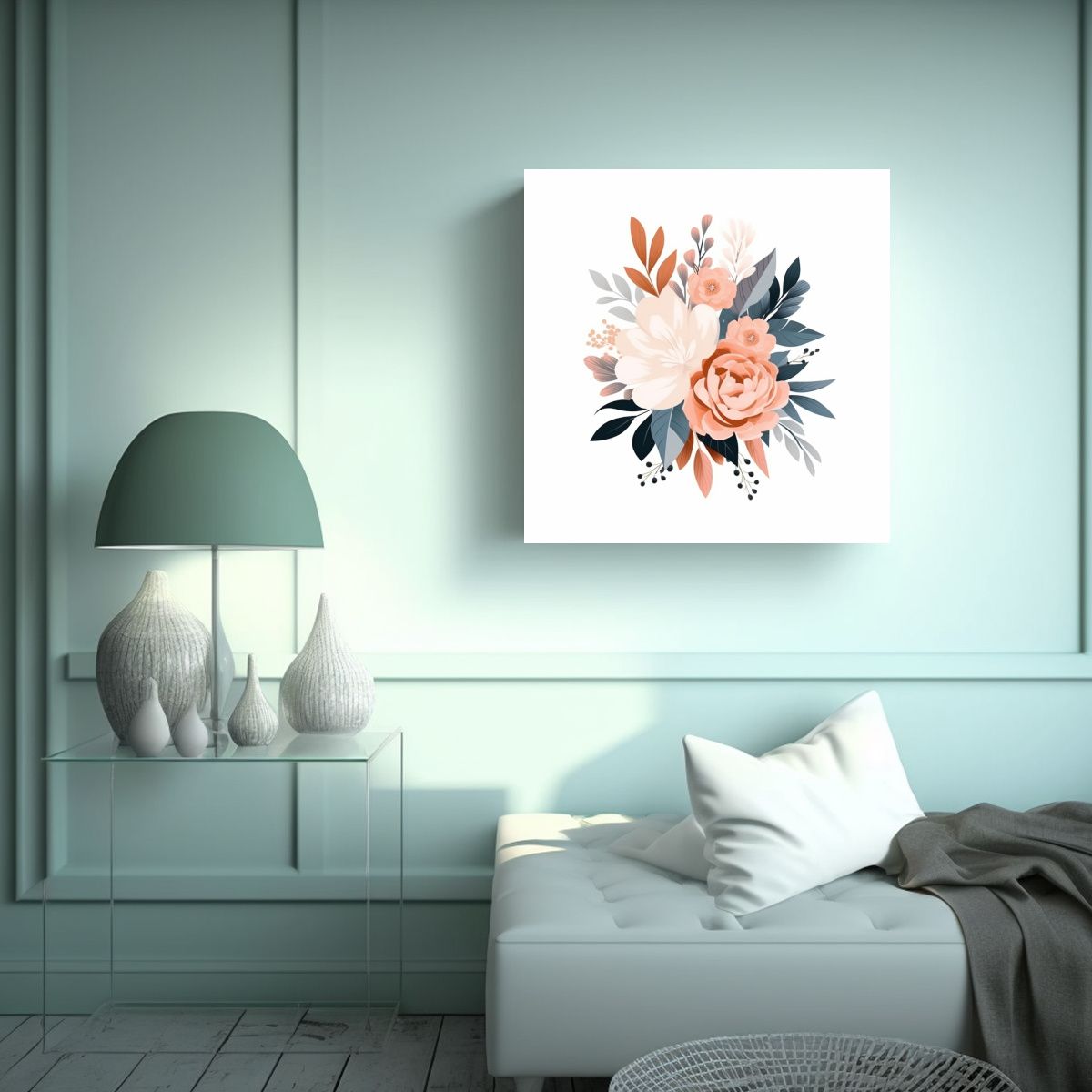 GENERICO - Cuadro Moderno Estilo Vectorial Colores Pasteles 80x80 Cm.