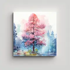 GENERICO - Pintura Abstracta En Colores Rosa Y Azul De Un 80x80 Cm