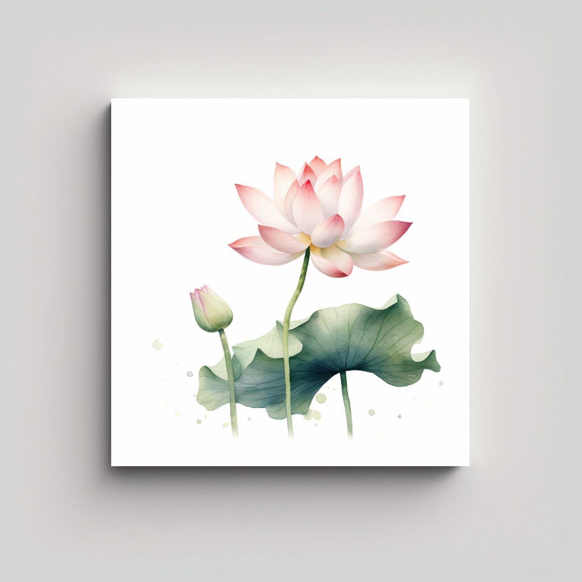 GENERICO - Composición Vanguardista De Loto Rosa En Pintura 70x70 Cm