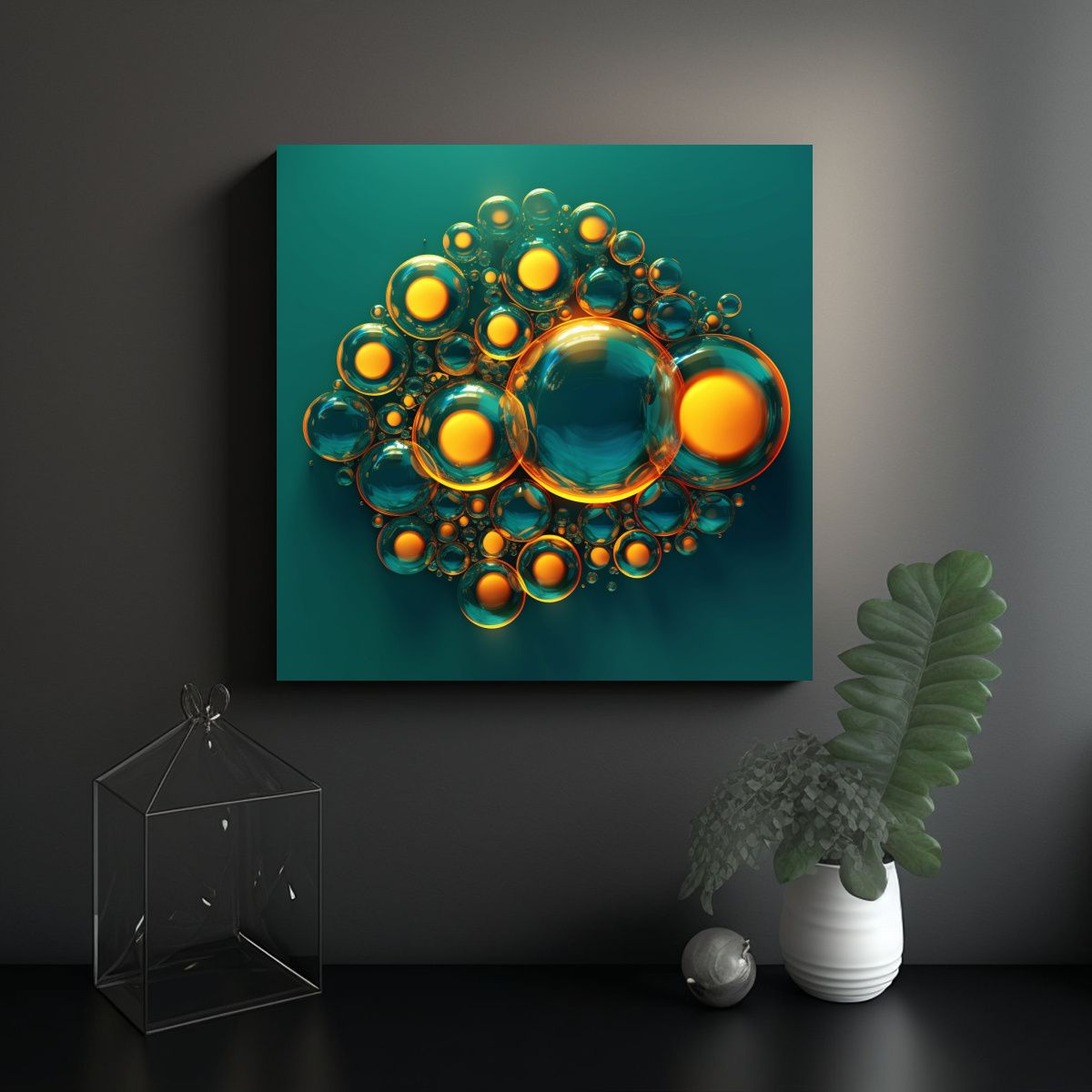 GENERICO - Cuadro Fotografía Diseño Colorido Círculos 90x90 Cm