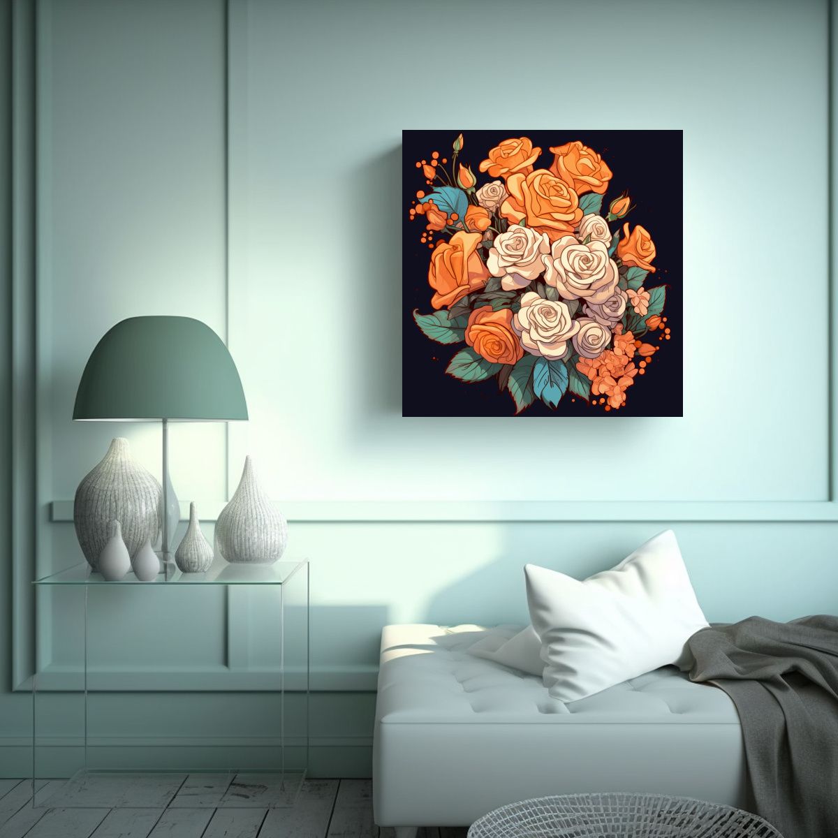 GENERICO - Cuadros Decorativos Estilo Webtoon De Rosas Y 70x70 Cm