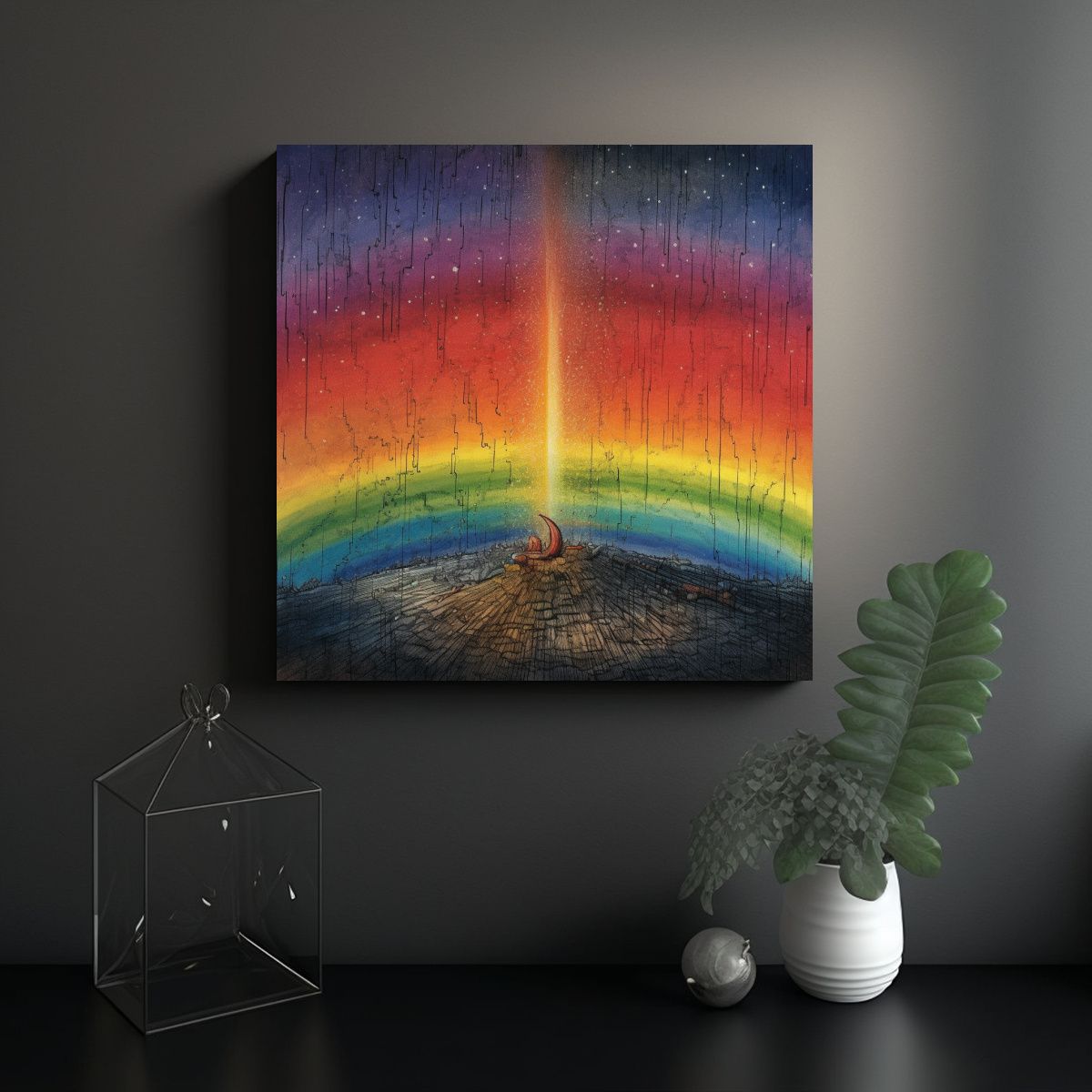 GENERICO - Lienzo De Tela Princesa Cristiana Arcoíris 90x90 Cm