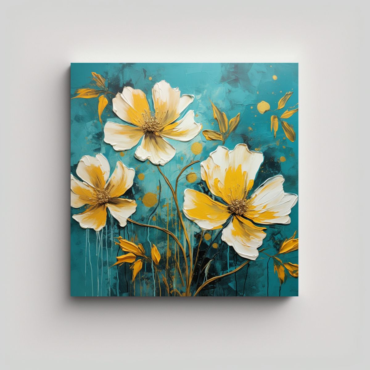 GENERICO - Cuadro Floral En Lienzo Con Detalles Intrincados 70x70 Cm