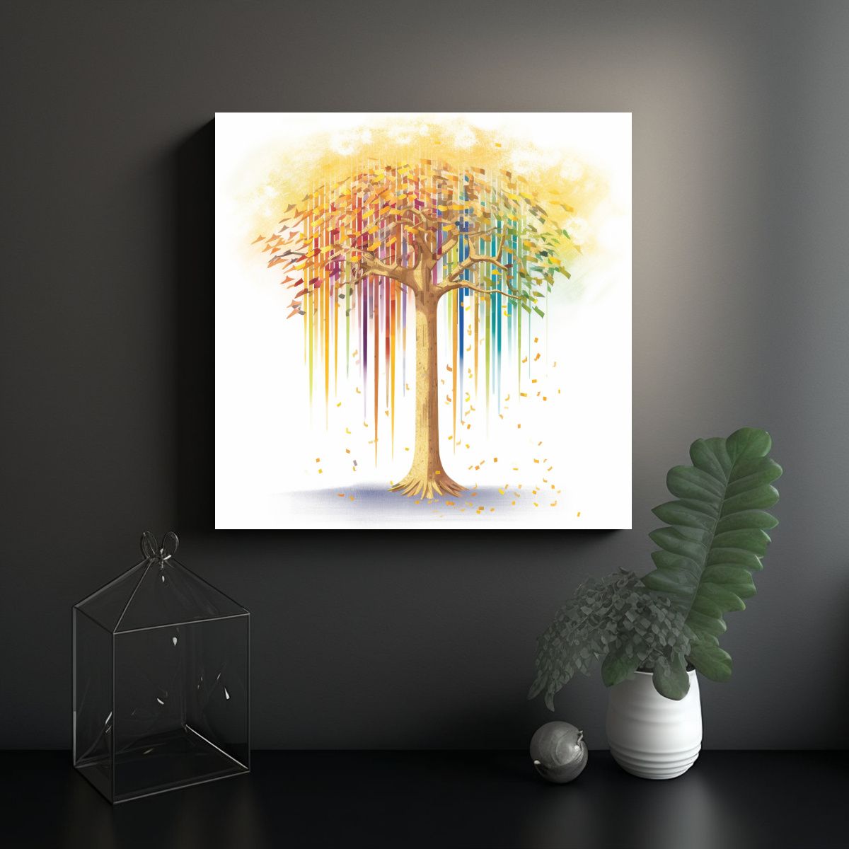 GENERICO - Cuadro Calidos Arte Grafico Árbol Con Barras De 90x90 Cm