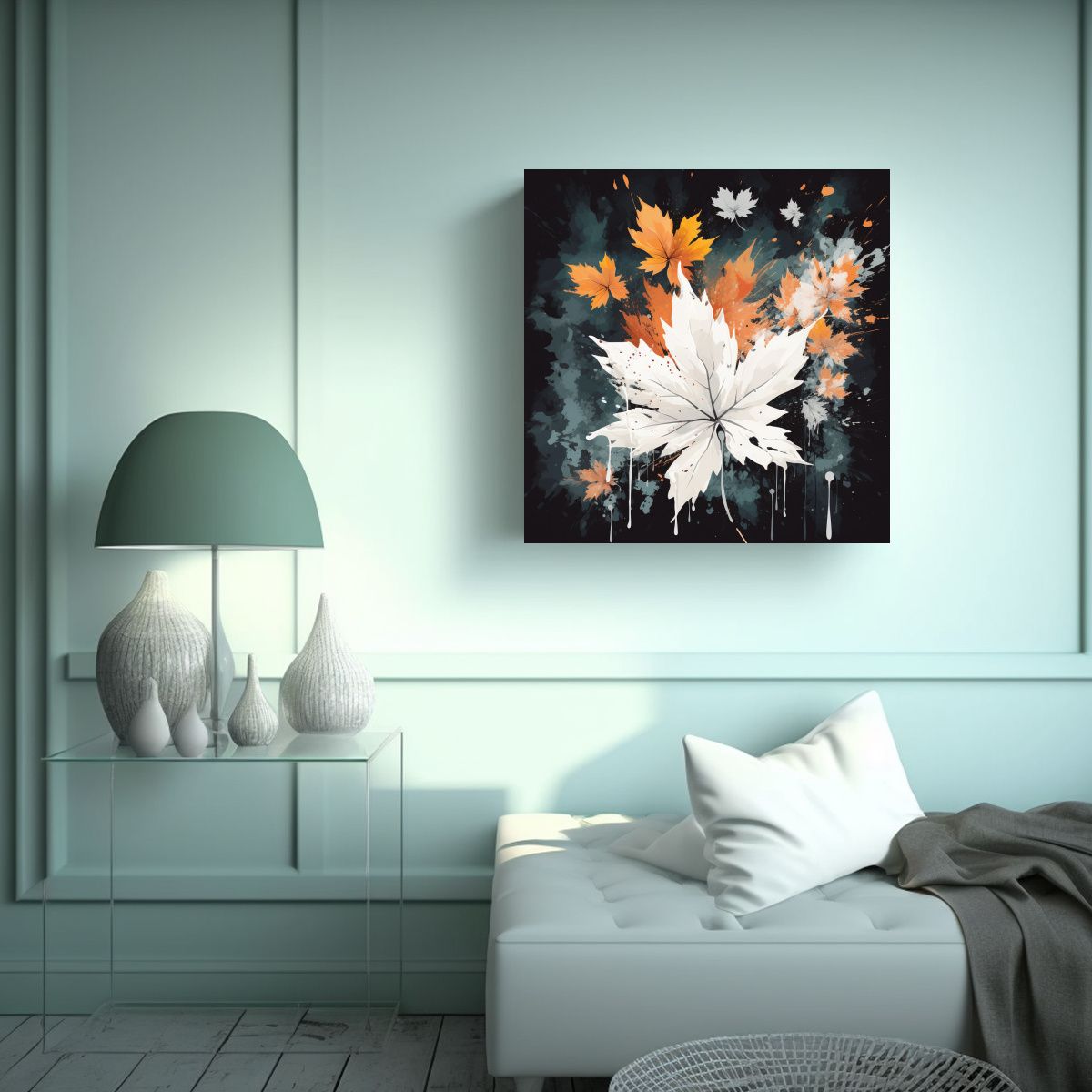 GENERICO - Cuadro Decorativo De Hojas De Arce En Colores 80x80 Cm
