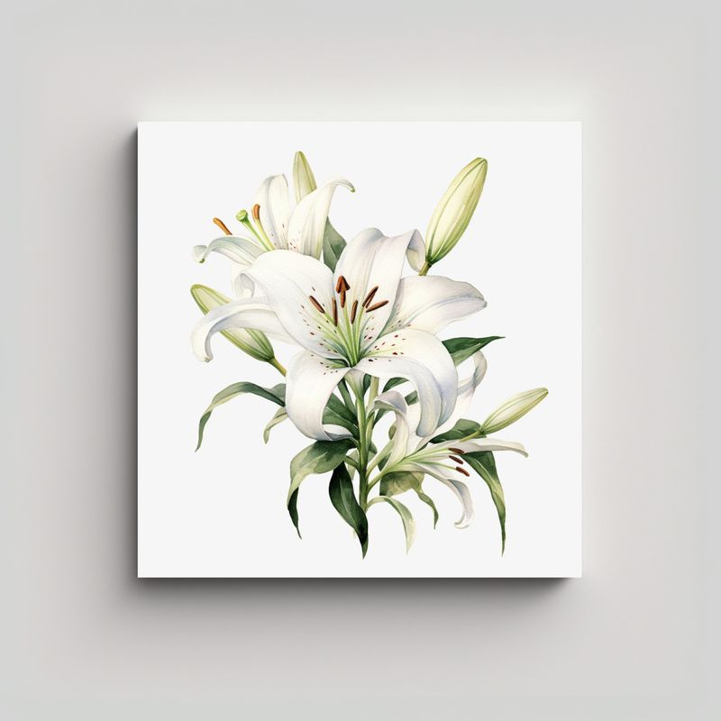 GENERICO - Bello Clipart De Lirio Acuarela Bouquet Floral 70x70 Cm
