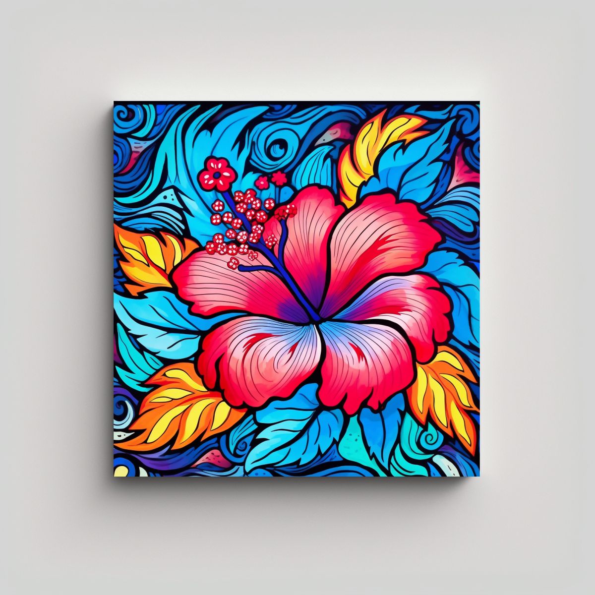 GENERICO - Arte Pared Tela Sublimada Comedor Flor Hibiscus 90x90 Cm