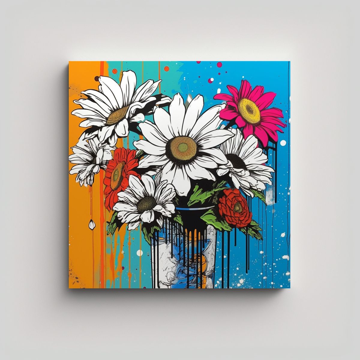 GENERICO - Cuadro Acuarela Chris Pop Art Lienzo De Flores 80x80 Cm