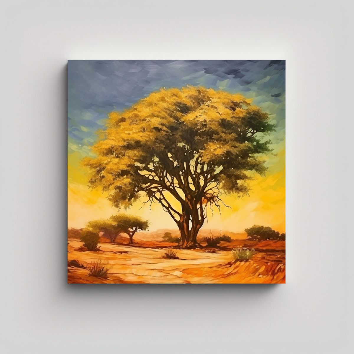 GENERICO - Pintura Abstracta De árbol De Acacia En Estilo 80x80 Cm