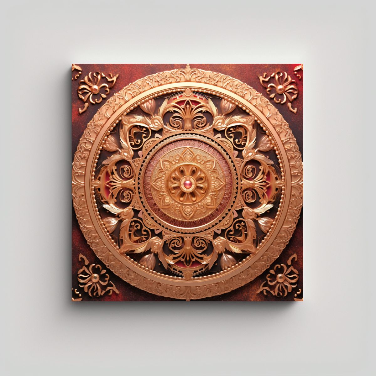 GENERICO - Pintura Decorativa Con Mandala Metálico Y Suave 90x90 Cm.