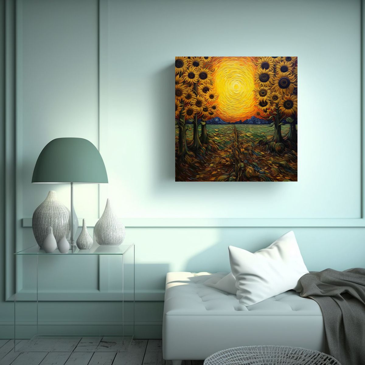 GENERICO - Pintura Creativa En Lienzo Con árboles De Fondo 70x70 Cm