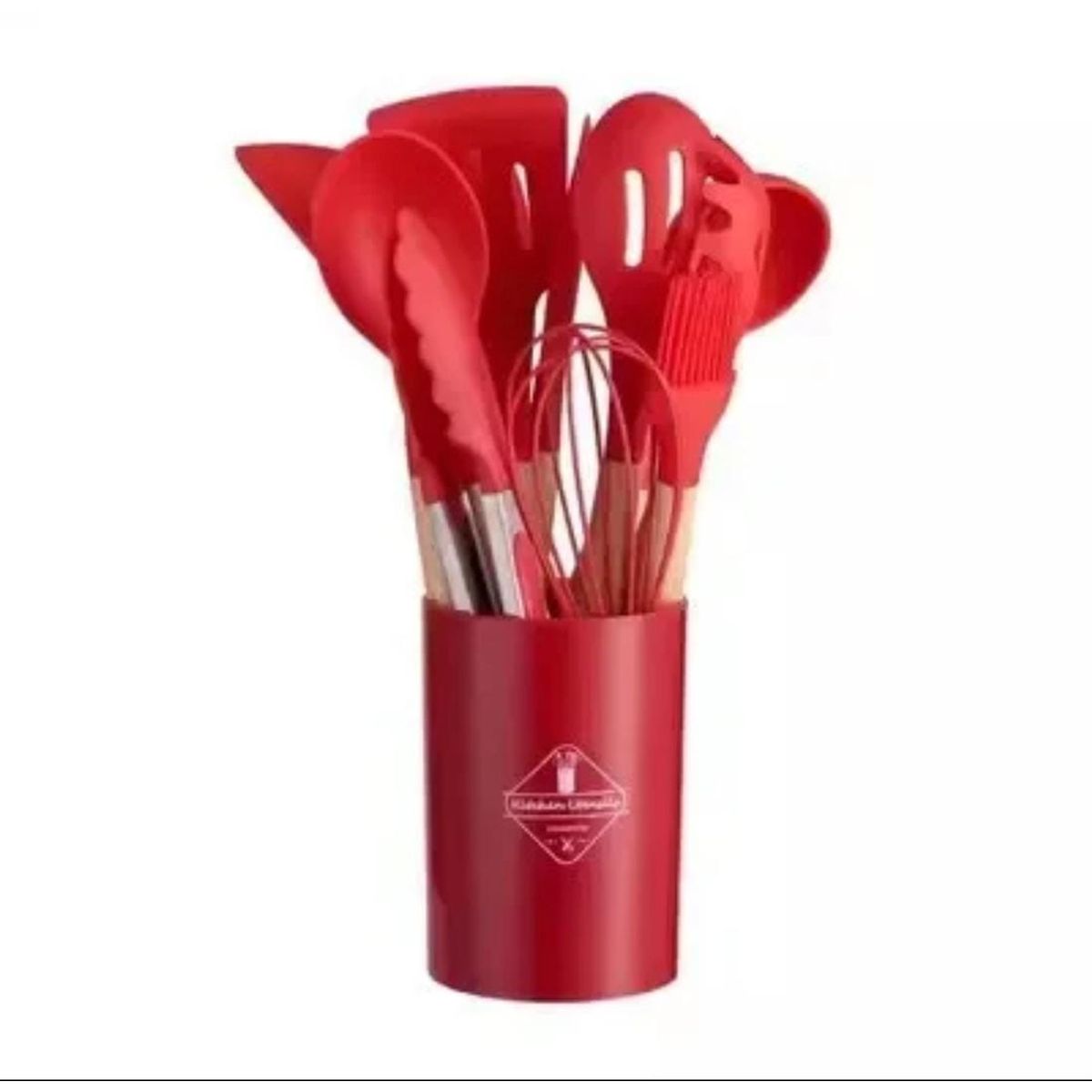 GENERICO - Set de utensilios de cocina 12 pcs silicona Rojos