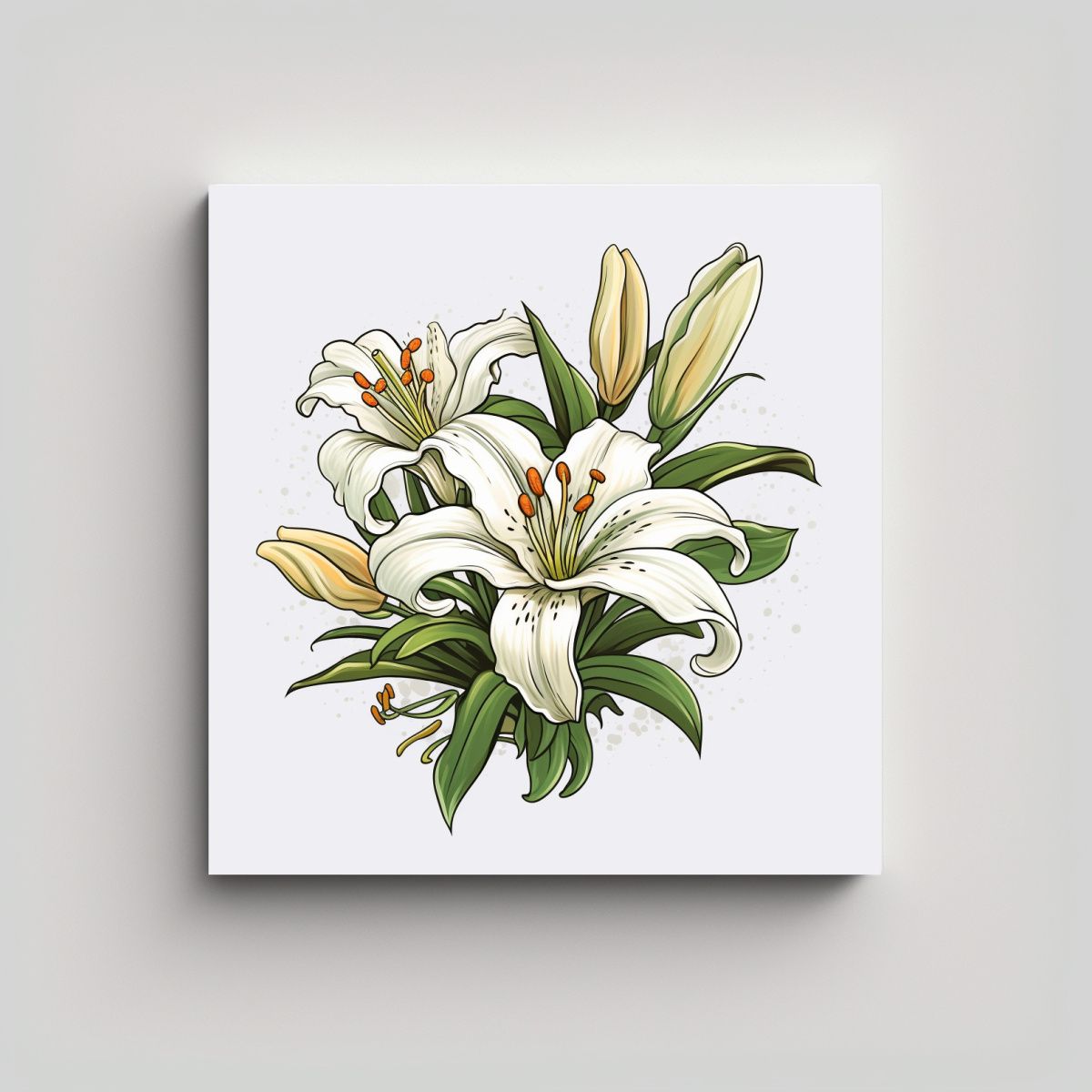 GENERICO - Ilustración De Lirios En Textura Estilo Galería 80x80 Cm