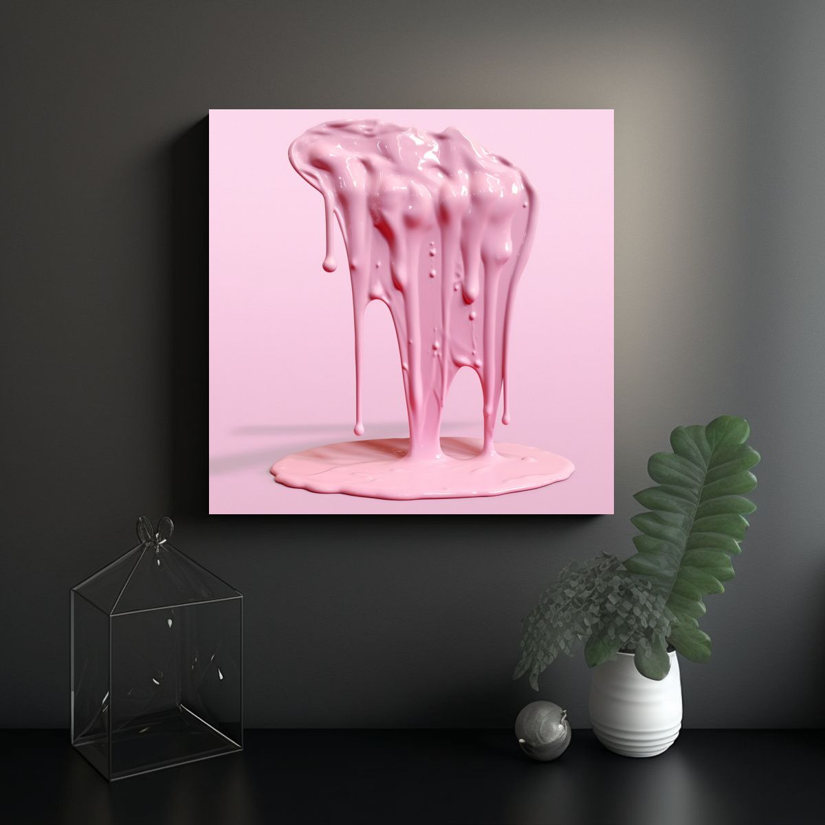 GENERICO - Pintura Pastel Rosa Realista Derritiéndose En La 80x80 Cm.