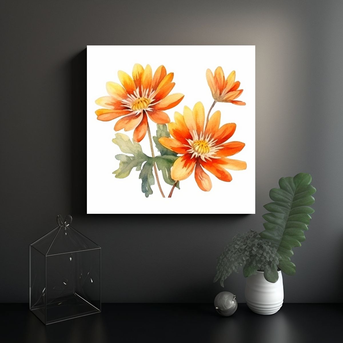 GENERICO - Pintura Acuarela De Flores De Ashoka Húmedas 70x70 Cm