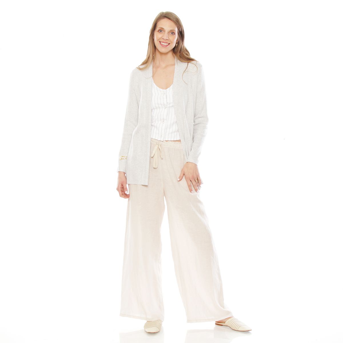 WADOS - CHALECO MANGA LARGA SOLIDO CON TEXTURA