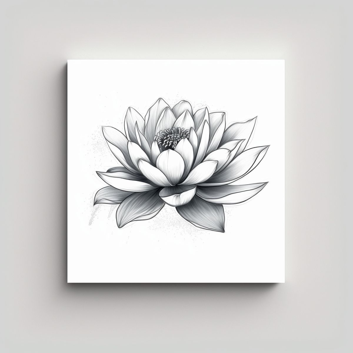 GENERICO - Ilustración Estilo Sketch De Flor De Loto En 80x80 Cm