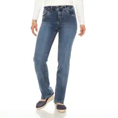 WADOS - JEANS RECTO TIRO ALTO PUSH IN PUSH UP PRETINA BASICA 1 BOTON