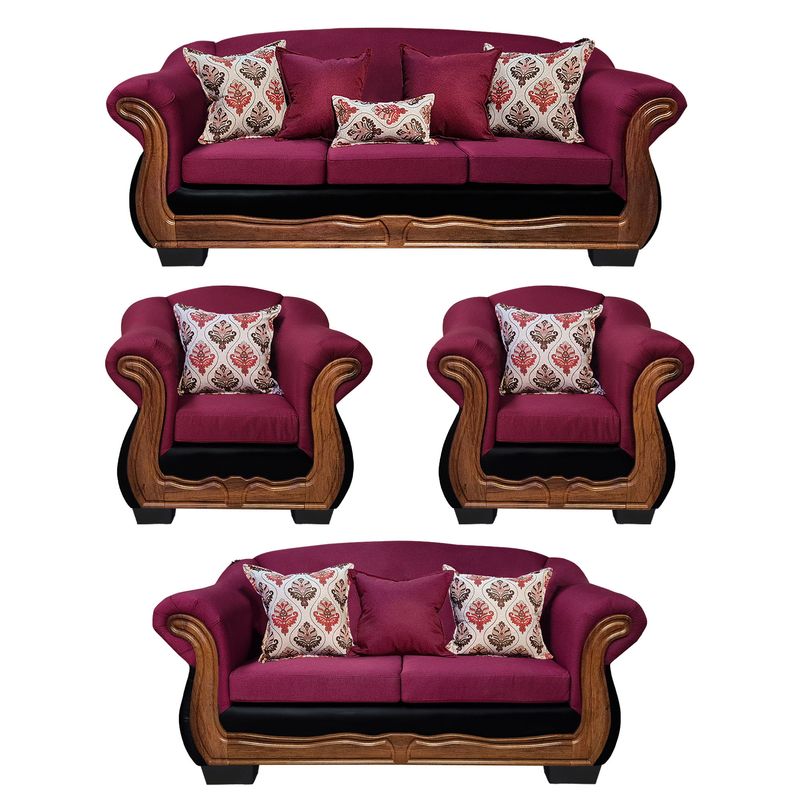 AMERICA DECORA - Living Con Resorte Estructural Búfalo 9 Personas 4+3+1+1 Chenille+PU X