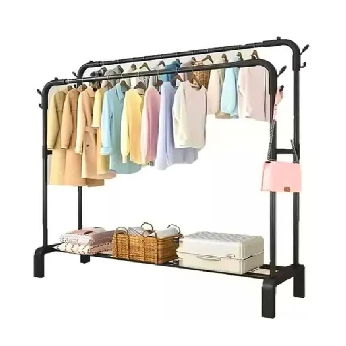 CARIBEE - Perchero Colgador Doble Barra Multifuncional Ropa Calzado Y Más