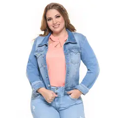 TRUCCOS JEANS - Chaqueta Mujer Talla Grande Mezclilla Azul Claro – P12029021