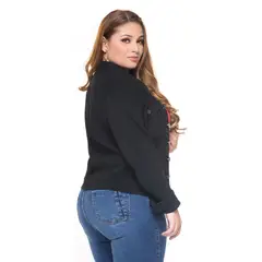 TRUCCOS JEANS - Chaqueta Mujer Talla Grande Mezclilla Negra– P12029020