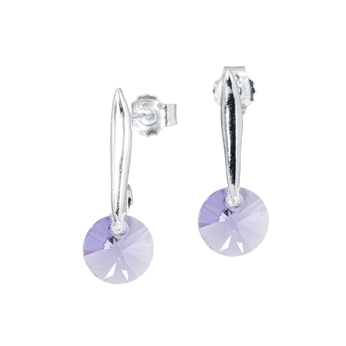 JOYAS MONTERO - Aros Punto De Luz Plata 925 creado con cristales de Swarovski®  Violet