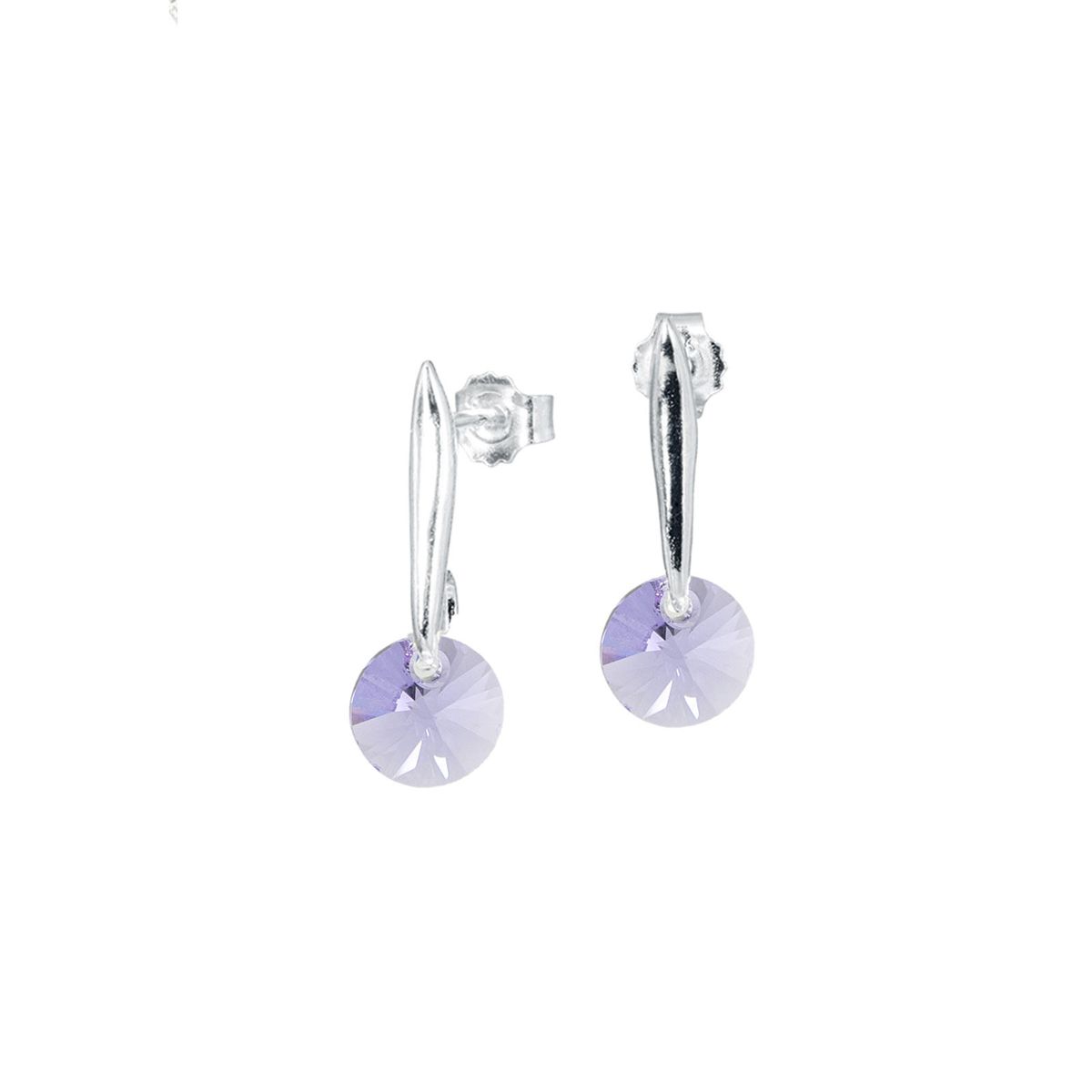 JOYAS MONTERO - Aros Punto De Luz Plata 925 creado con cristales de Swarovski®  Violet