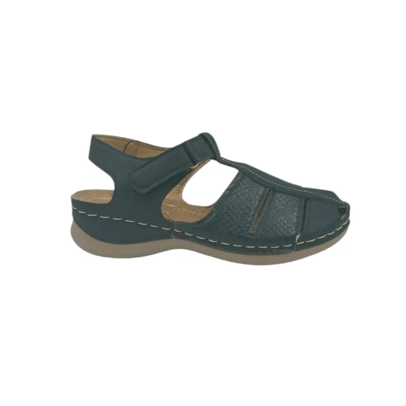 HERIEL - Sandalia Negra Baja Velcro