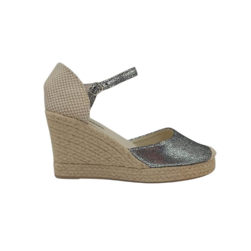 HERIEL - Zapato Plateado Taco Cuña Mujer