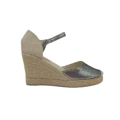 HERIEL - Zapato Plateado Taco Cuña Mujer