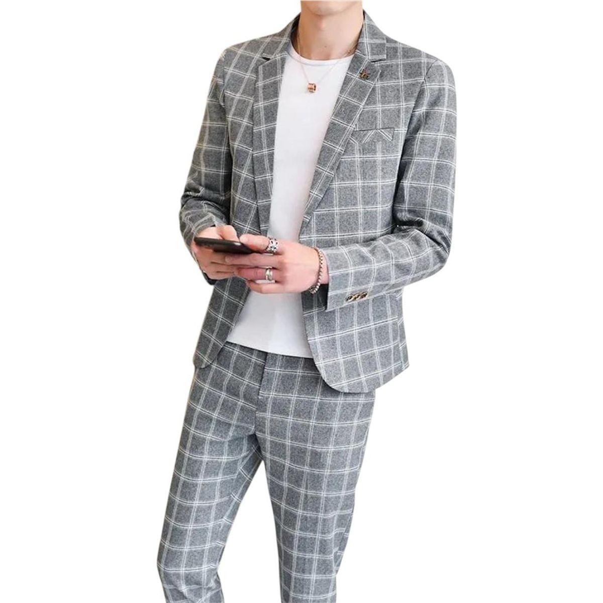 XPRESS RECHARGE - Traje Juvenil con cuadros de dos piezas