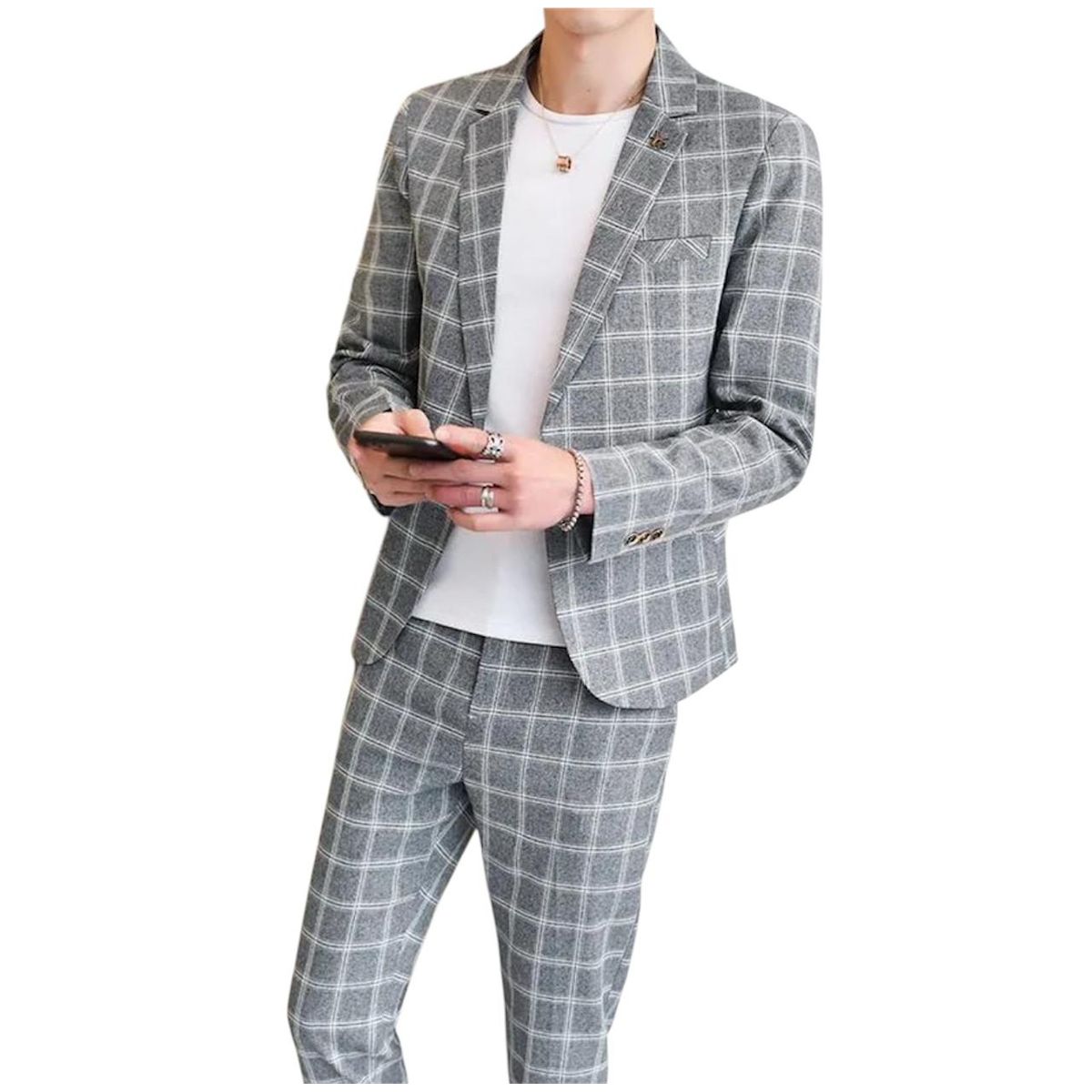 XPRESS RECHARGE - Traje Juvenil con cuadros de dos piezas