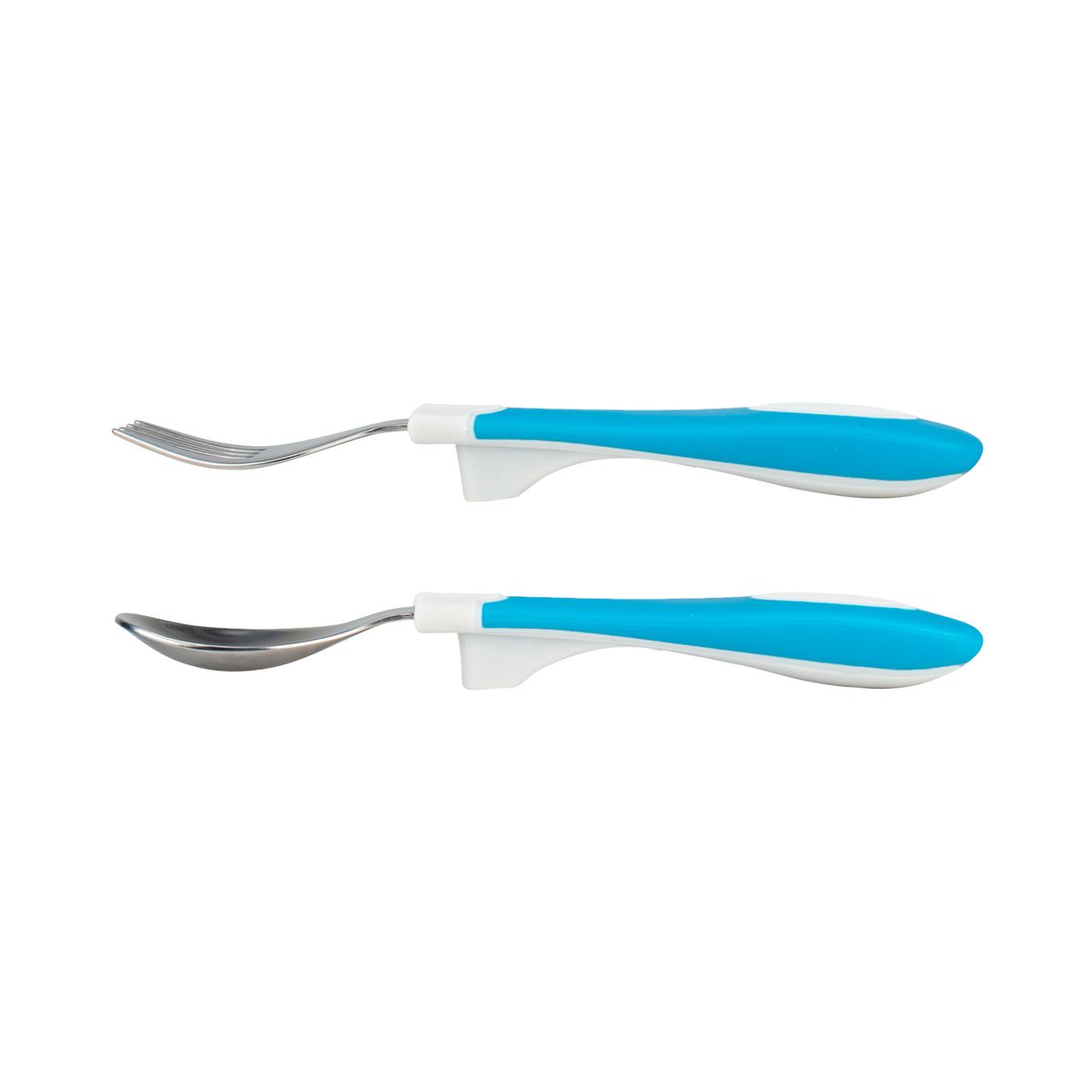 DR BROWN'S - Set Tenedor Y Cuchara Dr Brown´s 12m+ Agarre Suave Azul