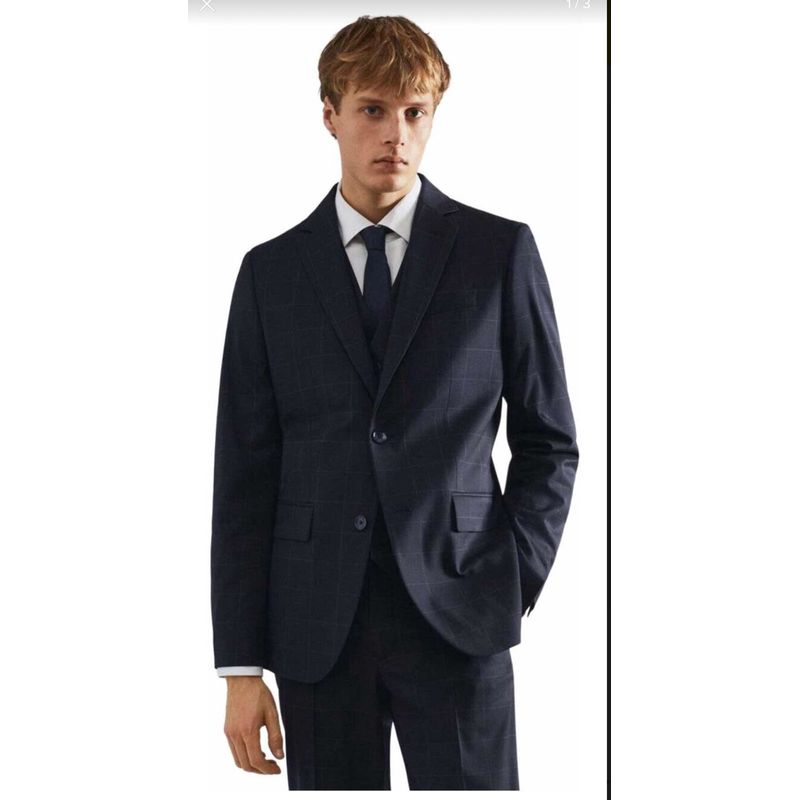 XPRESS RECHARGE - Traje negro a cuadros de dos botones