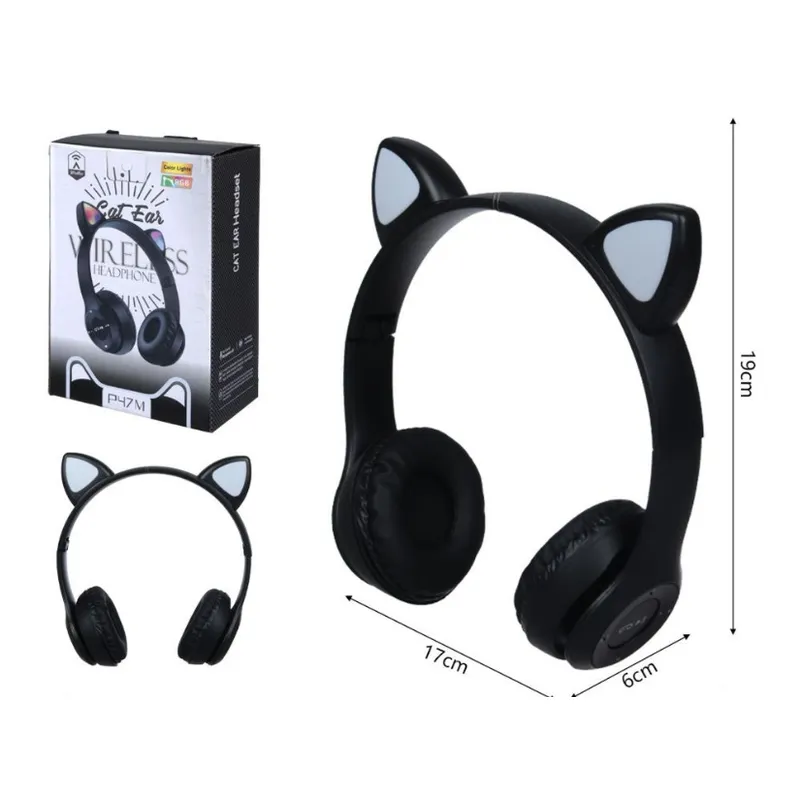 GENERICO - Audifono P47m Oreja De Gato Bluetooth Rgb