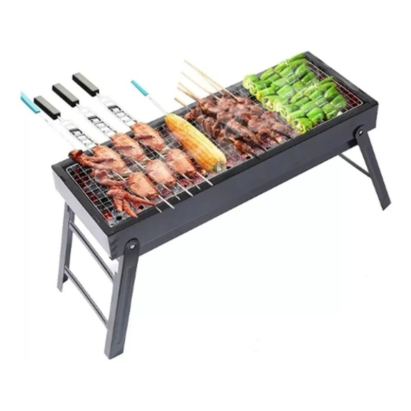GENERICO - Parrilla Carbón Portátil Plegable Barbacoa Asados 60cm x22cm x32cm